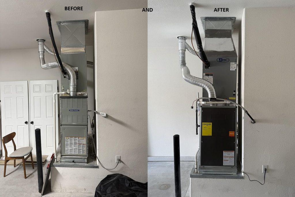 a split screen of a heater